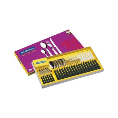 JUEGO DE CUBIERTOS NEW KOLOR NEGRO X 24 PIEZAS 23199/062