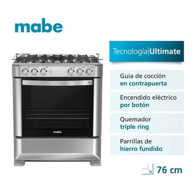 COCINA DE PISO A GAS INOX MABE - CMP7628FX0 - 5 HORNILLAS