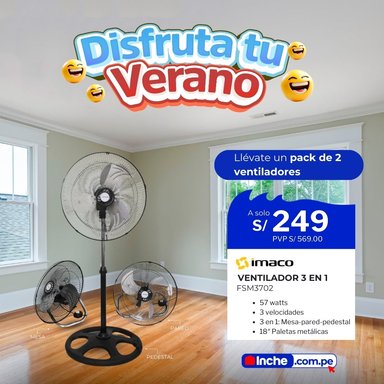 VENTILADOR 3 EN 1 IMACO FSM3702 PACK DE 2UND