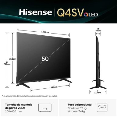 TELEVISOR HISENSE 50 QLED FHD 50Q4SV DOLBY AUDIO - 4