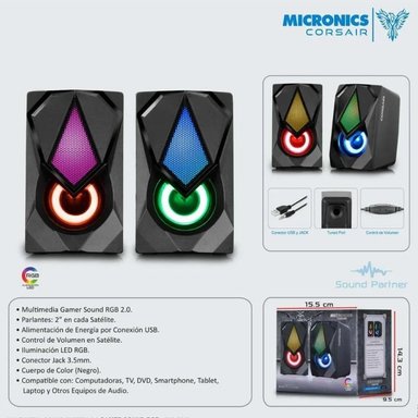 PARLANTE CORSAIR S309-9 - MICRONICS 2.0 RGB 2' - 5