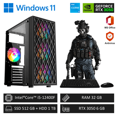 COMPUTADORA PC GAMER CORE I5 12TH 4.40GHZ | 32GB RAM | SSD 512GB + HDD 1TB | RTX 3050 - 1