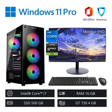COMPUTADORA PC INTEL CORE I7 3,80 GHZ 16GB RAM 500GB NVIDIA 4GB + MONITOR 22' FHD - 1
