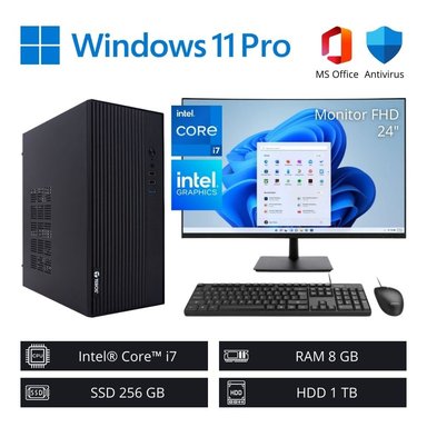 COMPUTADORA PC INTEL CORE I7 3,90 GHZ 8GB RAM 256GB SSD 1TB HDD + MONITOR 24' FHD - 1