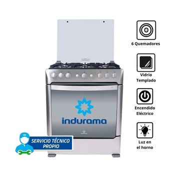 COCINA INDURAMA PARMA ZAFIRO CROMA 6 QUEMADORES
