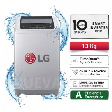 LAVADORA LG 13KG CARGA SUPERIOR WT13DPBK GRIS