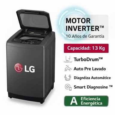 LAVADORA LG 13KG CARGA SUPERIOR WT13BPBK NEGRO CLARO