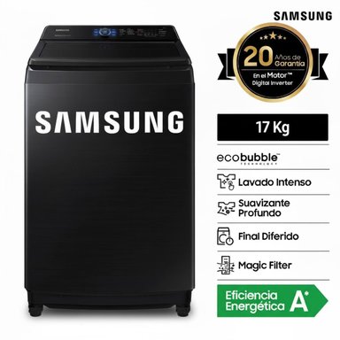 LAVADORA SAMSUNG 17KG WA17CG6441BVPE NEGRA - 1
