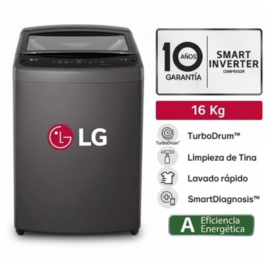 LAVADORA LG WT16BVTB 16 KG TURBODRUM CARGA SUPERIOR NEGRO - 1