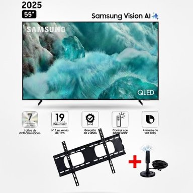 TELEVISOR SAMSUNG 55’’ QLED Q7F QN55Q7FAAG  VISION AI SMART TV (2025) + RACK FIJO +  ANTENA DIGITAL