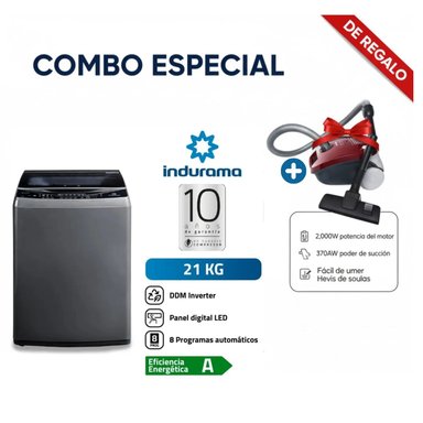 LAVADORA INDURAMA 21KG CARGA SUPERIOR LRI-21CRI + ASPIRADORA SAMSUNG VCC4190V3KXZS 2000W - 1