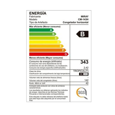 CONGELADORA MIRAY CM-143H 142 L - 6