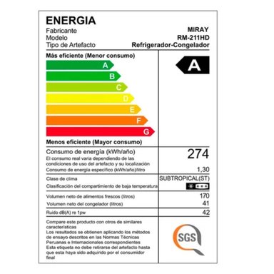REFRIGERADORA MIRAY RM-211HD EUROFRÍO 211 L - 2
