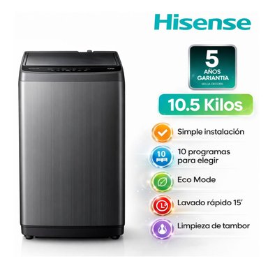 LAVADORA HISENSE CARGA SUPERIOR 10.5KG WT1D1030UT
