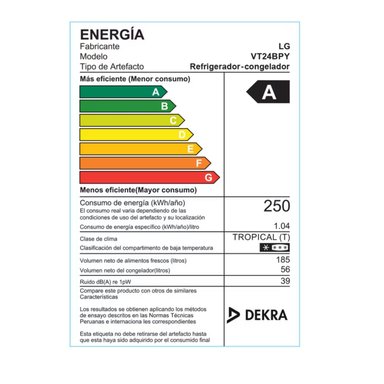 REFRIGERADORA LG VT24BPY TOP FREEZER 241 LITROS NO FROST PLATATEADO - 2