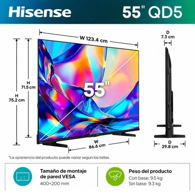 TELEVISOR HISENSE SMART TV 55 QLED 4K UHD 55QD5SV - 3