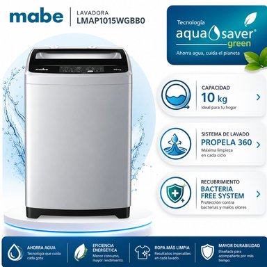 LAVADORA MABE DE 10 KG SILVER LMAP1015WGBB0 AUTOMÁTICA - 1