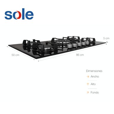 COCINA EMPOTRABLE SOLE VIDRIO TEMPLADO DE 5 HORNILLAS 86 CM SOLCO033 - 3