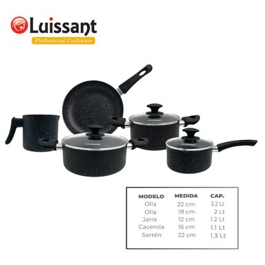 JUEGO DE OLLAS ULTRAGRANITO DE 8 PIEZAS LUISSANT LU-G1028ST