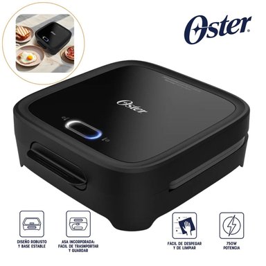 SANSWICHERA COMPACTA OSTER® CON PLATOS HONDOS NEGRO CKSTSM400