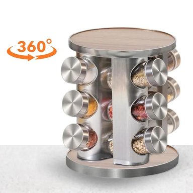 SET X12 CONDIMENTEROS GIRATORIO CON MADERA-90390401