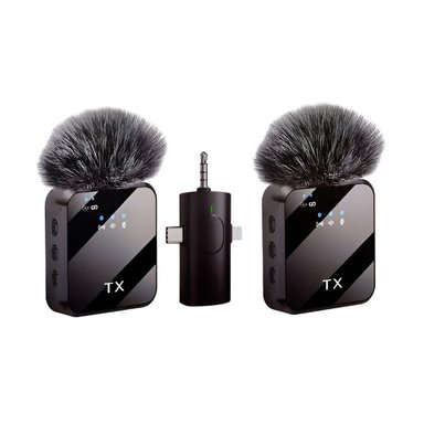 MICRÓFONOS INALÁMBRICOS SOLAPEROS RECARGABLES DUAL 3 EN 1 F11-2