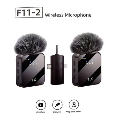 MICRÓFONOS INALÁMBRICOS 3 EN 1 AUXILIAR 3.5 MM IPHONE Y TIPO C F11-2