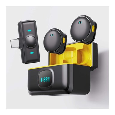 MICRÓFONO INALÁMBRICO CON ESTUCHE DE CARGA Y CANCELACIÓN DE RUIDO 40 HORAS TIPO C