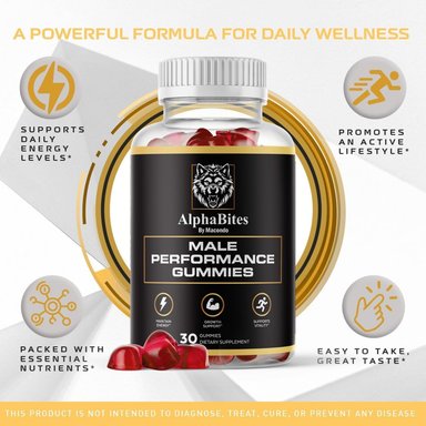 PAQUETE DE 3 GOMITAS ALPHA BITES, ALPHABITES 7 EN 1 MEZCLA DE RENDIMIENTO, SUPLEMENTO VITAMÍNICO DE GOMITAS DE FÓRMULA AVANZADA,