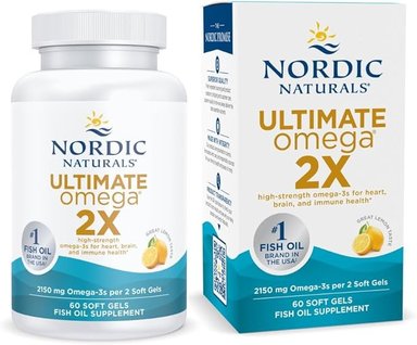 NORDIC NATURALS ULTIMATE OMEGA 2X, SABOR A LIMÓN, 60 GELES SUAVES, 2150 MG DE OMEGA-3, ACEITE DE PESCADO DE ALTA POTENCIA CON EPA