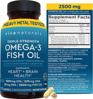 VIVA NATURALS TRIPLE-STRENGTH OMEGA-3 FISH OIL – 180 SOFTGELS