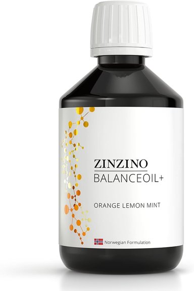 ZINZINO BALANCEOIL+ OMEGA 3 LÍQUIDO SABOR NARANJA LIMÓN MENTA – 300 ML – FÓRMULA NORUEGA