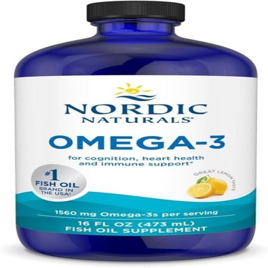 NORDIC NATURALS OMEGA-3 LÍQUIDO 1560 MG – 473 ML – ACEITE DE PESCADO SABOR LIMÓN – ALTA CONCENTRACIÓN EPA Y DHA – SALUD CEREBRAL