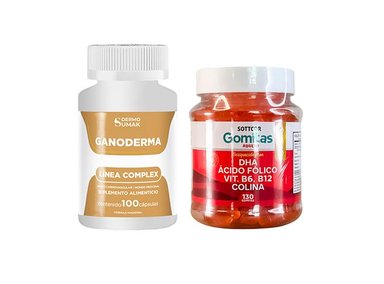 GANODERMA COMPLEX 100 CAP - DERMO SUMAK|GOMITAS CON DHA, ÁCIDO FÓLICO, B6 Y B12