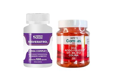 RESVERATROL COMPLEX - 100 CAP - DERMO SUMAK|GOMITAS CON DHA, ÁCIDO FÓLICO, B6 Y B12