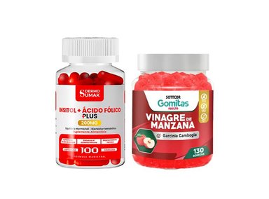 INOSITOL ACIDO FOLICO 200MG - 100 CAP - DERMO SUMAK|GOMITAS DE VINAGRE DE MANZANA