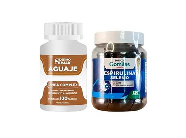 AGUAJE COMPLEX 100 CAP - DERMO SUMAK|GOMITAS CON ESPIRULINA, SELENIO, ZINC, VIT. A Y E