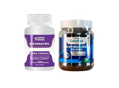 RESVERATROL COMPLEX - 100 CAP - DERMO SUMAK|GOMITAS CON ESPIRULINA, SELENIO, ZINC, VIT. A Y E