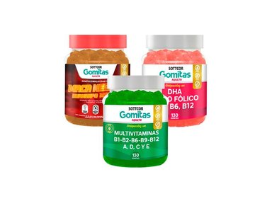 COMBO GOMITAS MACA NEGRA + MULTIVITAMINAS + DHA SOTTCOR ADULTOS