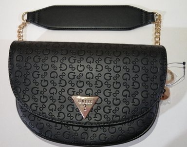 GUESS – CARTERA NEGRA CON COMPARTIMENTOS Y DETALLES DORADOS