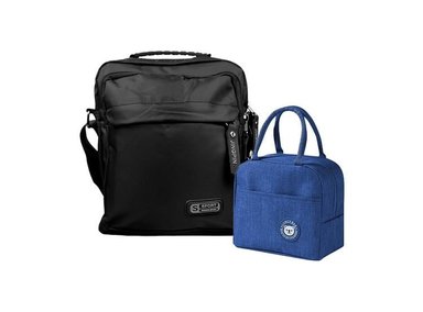 MORRAL MEDIANO SPORT FASHION NEGRO + LONCHERITA AZUL