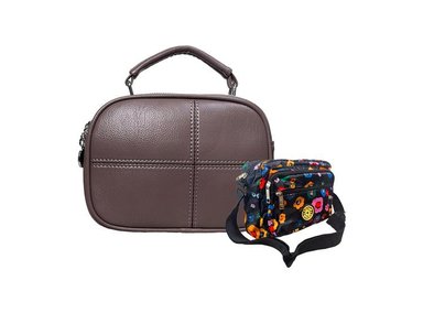 CARTERA PEQUEÑA DE MANO Y HOMBRO MARRON + CARTERA FLOREADA