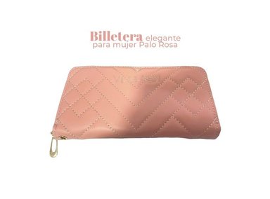 BILLETERA LARGA ELEGANTE MUJER PALO ROSA