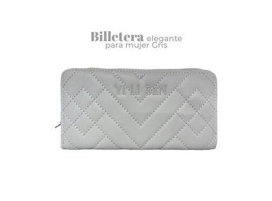 BILLETERA LARGA ELEGANTE MUJER GRIS