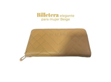 BILLETERA LARGA ELEGANTE MUJER BEIGE