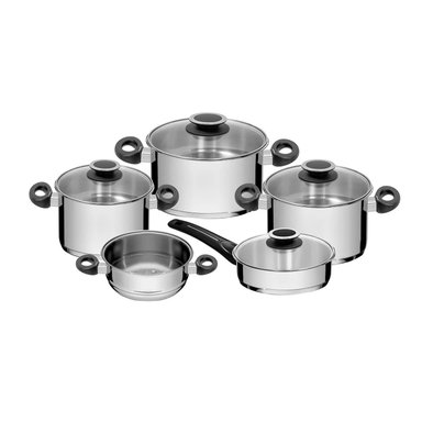 JUEGO DE OLLAS TRAMONTINA NEW SOLAR BAQUELITA DE ACERO INOXIDABLE 9 PIEZAS