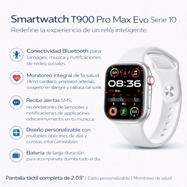 SMARTWATCH T900 PRO MAX EVO SERIE 10 BLANCO - 3