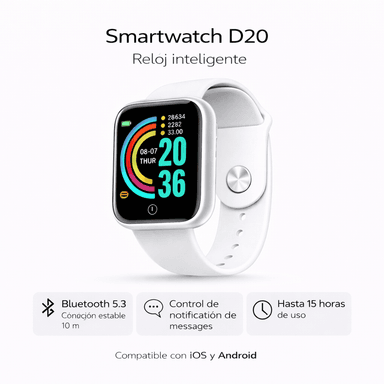 SMARTWATCH BLUETOOTH D20 BLANCO - 3