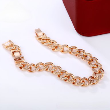 PULSERA CUBANA  DORADA  PARA MUJER CHAPADO EN ORO 18K - 2