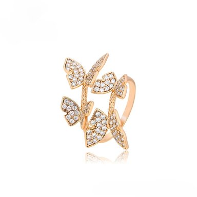 ANILLO AJUSTABLE DE MARIPOSA ZIRCON DORADO